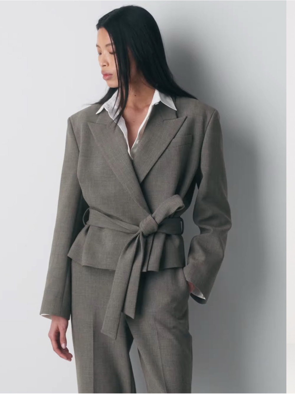 Aritza Women's Gray Tie-Waist Blazer Jacket Size XS, M, L
